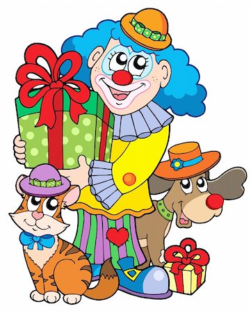 simsearch:400-04236834,k - Party clown with cute animals - vector illustration. Foto de stock - Royalty-Free Super Valor e Assinatura, Número: 400-04079488