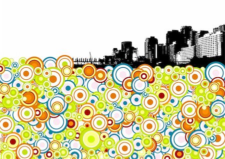 Black city with circles. Vector Stock Photo - Budget Royalty-Free & Subscription, Code: 400-04079685