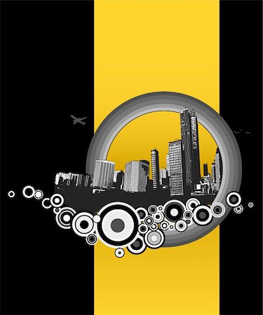 simsearch:400-04584480,k - City with yellow stripe. Vector Stock Photo - Budget Royalty-Free & Subscription, Code: 400-04079714