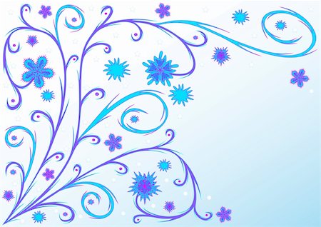 Blue and lilac branches, flowers, leaves on gradient background Stock Photo - Budget Royalty-Free & Subscription, Code: 400-04079769