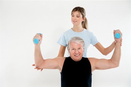 senior man exercising in gym. Copy space Stock Photo - Budget Royalty-Free & Subscription, Code: 400-04079839