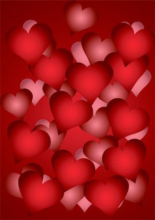 simsearch:400-08957079,k - a lot of red gradient hearts, located one after another Fotografie stock - Microstock e Abbonamento, Codice: 400-04079848