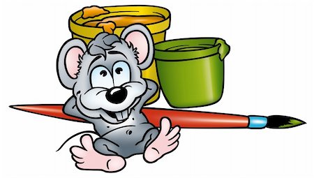 simsearch:400-04162983,k - Mouse Painter 3 - colored cartoon illustration as vector Foto de stock - Super Valor sin royalties y Suscripción, Código: 400-04079941