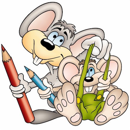 simsearch:400-04162983,k - Two Mouses Painters - colored cartoon illustration as vector Foto de stock - Super Valor sin royalties y Suscripción, Código: 400-04079943