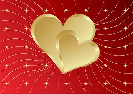 simsearch:400-03985974,k - Red golden Heart with speck on a lines background with stars Stockbilder - Microstock & Abonnement, Bildnummer: 400-04079963