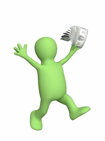 simsearch:400-04130596,k - Happy puppet with money in a hand Stock Photo - Budget Royalty-Free & Subscription, Code: 400-04070024