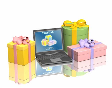 simsearch:400-05388227,k - Conceptual image - virtual gifts. Object over white Fotografie stock - Microstock e Abbonamento, Codice: 400-04070023