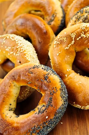 sesame bagel - Variety of fresh Montreal style bagels close up Stock Photo - Budget Royalty-Free & Subscription, Code: 400-04070033