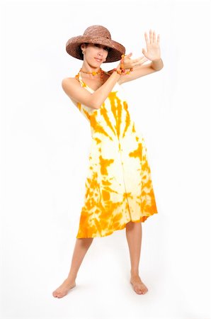 simsearch:400-04996782,k - Portrait of hispanic fashion woman wearing a summer dress - isolated Foto de stock - Super Valor sin royalties y Suscripción, Código: 400-04070473