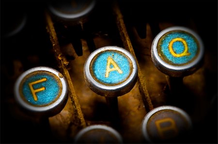 simsearch:400-04624185,k - close up on old blue faq typewriter keys Stock Photo - Budget Royalty-Free & Subscription, Code: 400-04070703