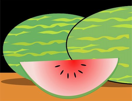 simsearch:400-06177351,k - Illustration of water melon and a slice Stock Photo - Budget Royalty-Free & Subscription, Code: 400-04071148
