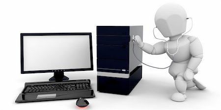 simsearch:400-04971966,k - 3D render of someone giving a computer a health check Stock Photo - Budget Royalty-Free & Subscription, Code: 400-04071273