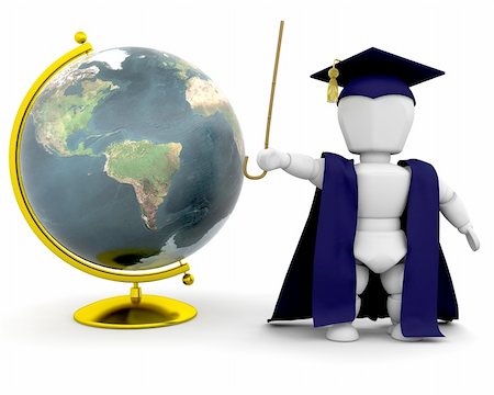 3D render of a teacher stood next to a globe Stock Photo - Budget Royalty-Free & Subscription, Code: 400-04071285