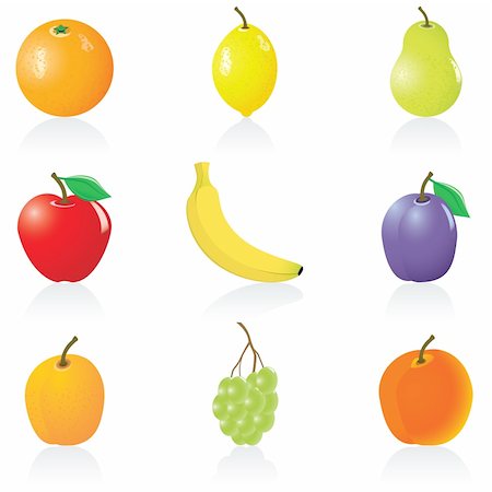 Set with fruit icons Stock Photo - Budget Royalty-Free & Subscription, Code: 400-04071384