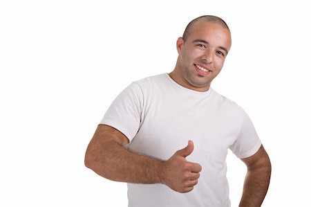 simsearch:400-04643781,k - Casual portrait of a young man smiling, giving an ok sign, over white background. Foto de stock - Super Valor sin royalties y Suscripción, Código: 400-04071650