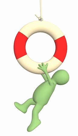 simsearch:400-04316574,k - Puppet hanging on a lifebuoy ring. Object over white Stock Photo - Budget Royalty-Free & Subscription, Code: 400-04071724