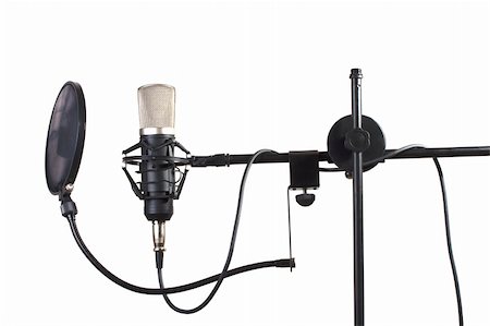simsearch:400-05305047,k - studio microphone on a stand on white background Fotografie stock - Microstock e Abbonamento, Codice: 400-04071730