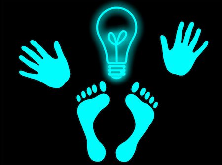 Hands, feet and a light bulb as head to represent genial idea Stock Photo - Budget Royalty-Free & Subscription, Code: 400-04071903