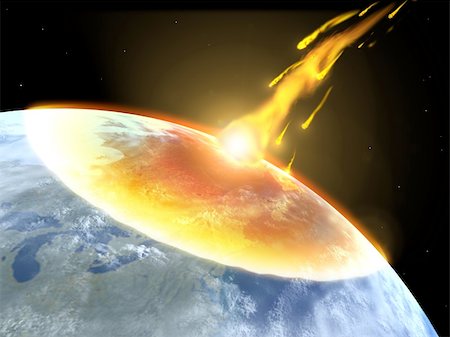 projectile - Global accident - collision of an asteroid with the Earth Stock Photo - Budget Royalty-Free & Subscription, Code: 400-04072285