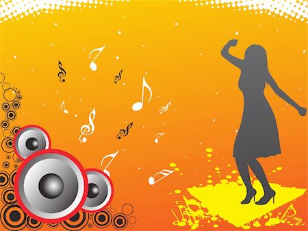 simsearch:400-04618846,k - dancing female on musical halftone backgropund, wallpaper Stock Photo - Budget Royalty-Free & Subscription, Code: 400-04072299