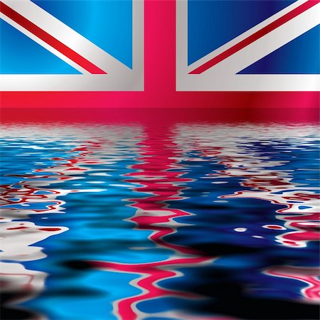 simsearch:400-06326700,k - British flag reflected in water with an ocean ripple Foto de stock - Super Valor sin royalties y Suscripción, Código: 400-04072570