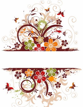 simsearch:400-04350075,k - Abstract grunge flower frame with butterfly, element for design, vector illustration Fotografie stock - Microstock e Abbonamento, Codice: 400-04072672