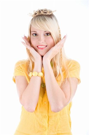 Cute girl in yellow top with yellow beads Stock Photo - Budget Royalty-Free & Subscription, Code: 400-04072708
