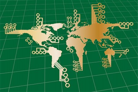 simsearch:400-04885353,k - Vector - Modern global world map with circuit board Stock Photo - Budget Royalty-Free & Subscription, Code: 400-04072837