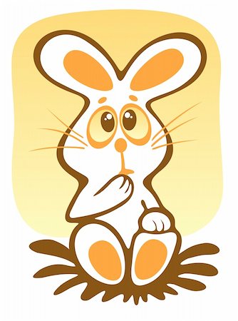 simsearch:400-04665876,k - Cartoon timid rabbit isolated on a yellow background. Foto de stock - Super Valor sin royalties y Suscripción, Código: 400-04072831