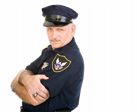 simsearch:400-04559275,k - Handsome policeman leaning back on invisible white space, with a sexy expression.  Isolated design element. Foto de stock - Super Valor sin royalties y Suscripción, Código: 400-04073024