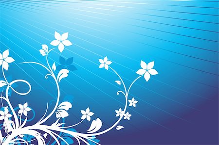 floral background blue vector wallpaper Photographie de stock - Aubaine LD & Abonnement, Code: 400-04073101