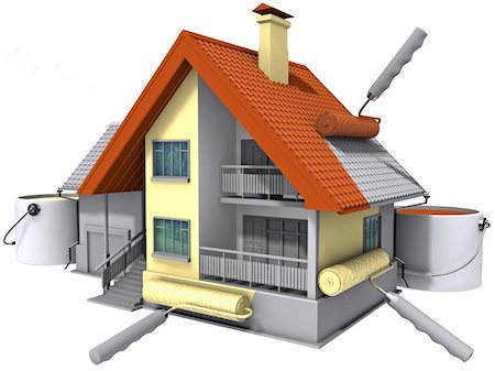 simsearch:400-04053662,k - Colouring of the constructed house by a paint. Image with clipping path. Stock Photo - Budget Royalty-Free & Subscription, Code: 400-04073123