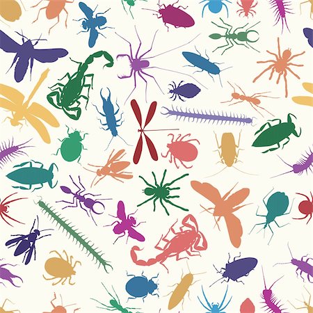 poux - Editable vector seamless tile of various insects and other invertebrates Photographie de stock - Aubaine LD & Abonnement, Code: 400-04073221
