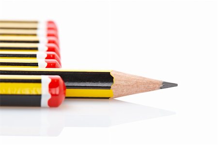 simsearch:400-05894961,k - Assortment of pencils reflected on white background Stock Photo - Budget Royalty-Free & Subscription, Code: 400-04073238
