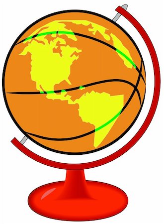 simsearch:858-03049840,k - basketball on globe stand with illustration of earth on it Photographie de stock - Aubaine LD & Abonnement, Code: 400-04073259