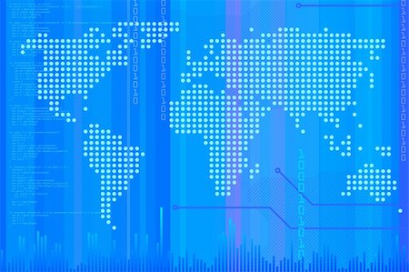 abstract technology background with software code lines and world map Stock Photo - Budget Royalty-Free & Subscription, Code: 400-04073403