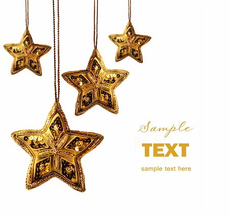 simsearch:400-04073863,k - Gold beaded stars isolated on white abckground Photographie de stock - Aubaine LD & Abonnement, Code: 400-04073868