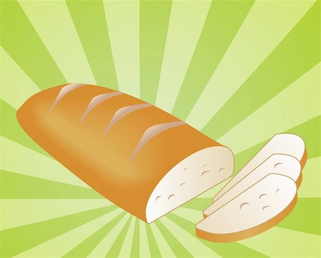 Illustration of a sliced loaf of bread on radial burst background Photographie de stock - Aubaine LD & Abonnement, Code: 400-04073911