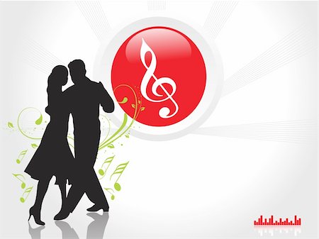 simsearch:400-04618846,k - dancing couple with floral elements and musical graph, illustration Stock Photo - Budget Royalty-Free & Subscription, Code: 400-04084390