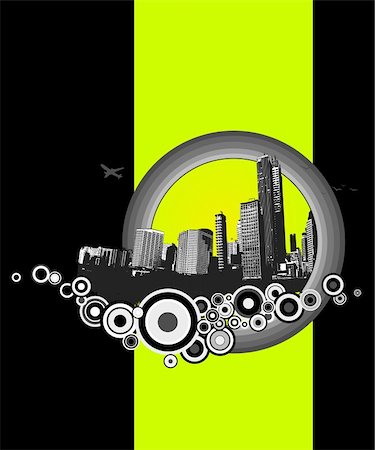 City with green stripe. Vector Foto de stock - Super Valor sin royalties y Suscripción, Código: 400-04084485