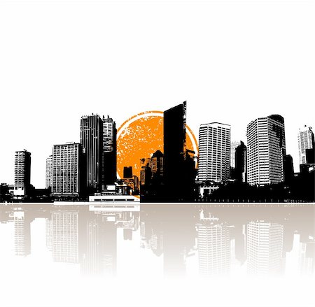 City reflected in the water. Vector Stock Photo - Budget Royalty-Free & Subscription, Code: 400-04084496