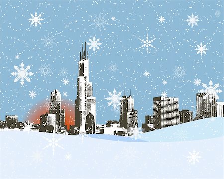 City skyline in the snowy winter, background Stock Photo - Budget Royalty-Free & Subscription, Code: 400-04084597