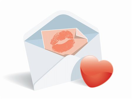simsearch:400-04234393,k - Love mail, envelope, heart and lipstick print. Photographie de stock - Aubaine LD & Abonnement, Code: 400-04084661