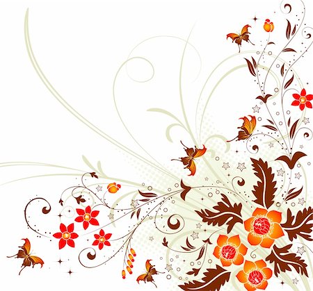 simsearch:400-04535015,k - Flower Background with Butterfly, element for design, vector illustration Fotografie stock - Microstock e Abbonamento, Codice: 400-04084748