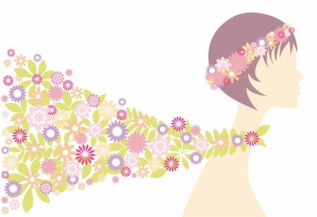 spring girl with flowers, vector background Stock Photo - Budget Royalty-Free & Subscription, Code: 400-04084813