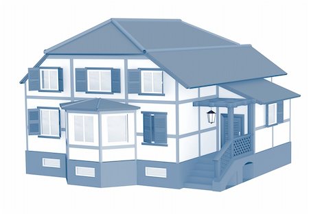 simsearch:400-04228204,k - 3d model of a house. Object over white Foto de stock - Super Valor sin royalties y Suscripción, Código: 400-04084845