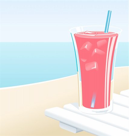 ponche de frutas - Cold glass of fruit punch or pink lemonade with ice, at the beach in the Summer. Foto de stock - Royalty-Free Super Valor e Assinatura, Número: 400-04084954