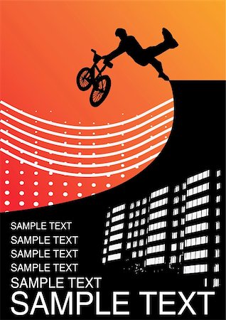 extreme bicycle vector - illustration with guy on a bmx. vector wallpaper Stock Photo - Budget Royalty-Free & Subscription, Code: 400-04084986