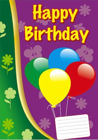 simsearch:400-04736001,k - vector birthday card with balloons Foto de stock - Super Valor sin royalties y Suscripción, Código: 400-04085049