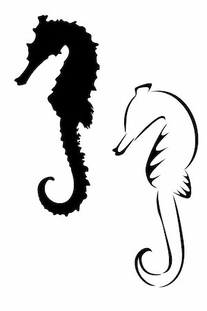 Set of two tribal seahorse tattoos Fotografie stock - Microstock e Abbonamento, Codice: 400-04085146